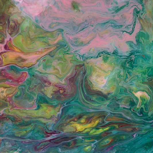 Acrylic Pour on Wood (Green/Pink)